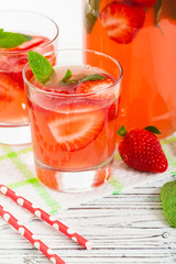 Summer Strawberry Drink. Selective focus.