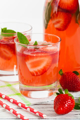 Summer Strawberry Drink. Selective focus.