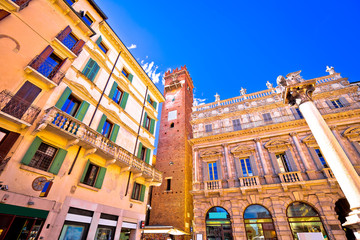 Piazza delle Erbe in Verona street and architecture view