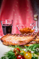 Smoked ribs with spices and vegetables