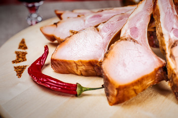Smoked ribs with spices and vegetables