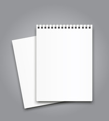 Realistic sheets of paper with spiral and brochure mockup cover template