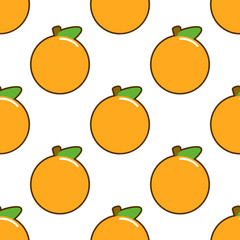 Seamless pattern with orange fruit on white background. Flat vector illustration EPS