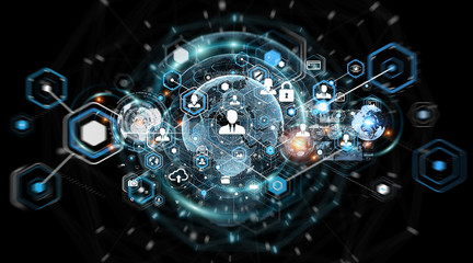 Social media digital interface background 3D rendering