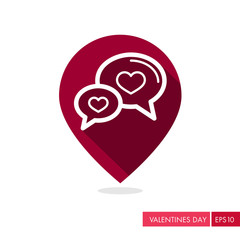Speech bubbles heart pin map icon