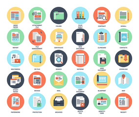 Files and documents flat icons