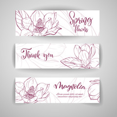 Sketch linear magnolia blossom.