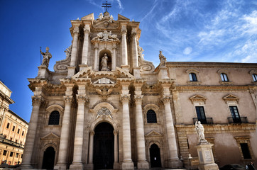 Naklejka premium Ortigia island in Syracuse, Sicily, the cathedral