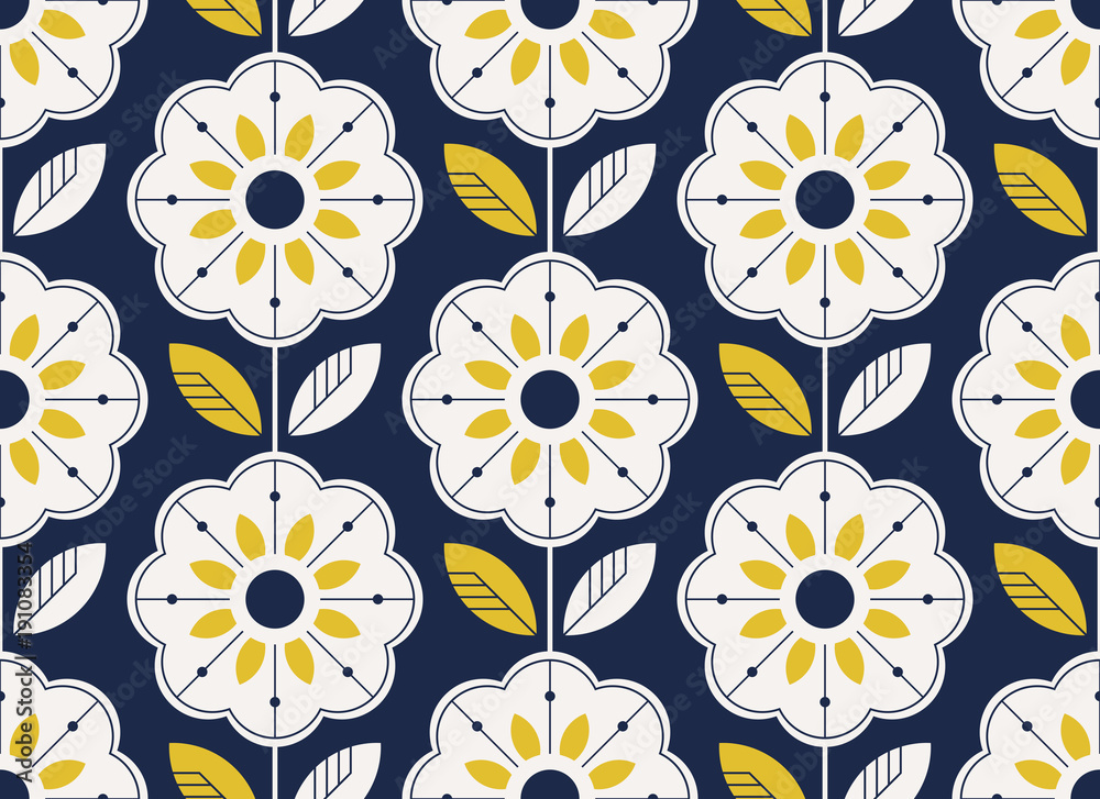 Poster seamless floral pattern in scandinavian style