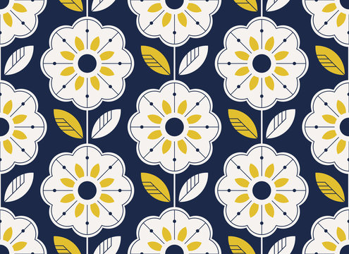 Fototapeta seamless floral pattern in scandinavian style