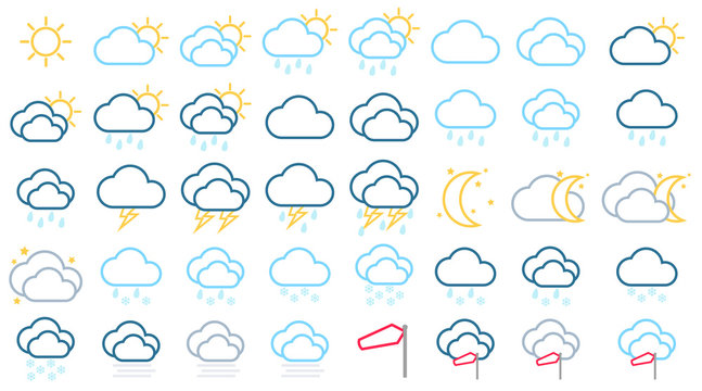 40 Wetter Icons Set Linien Form