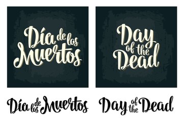 Day of the Dead vintage vector white lettering on dark background.