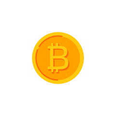 Bitcoin. Gold coin with cryptocurrency logo. Vector illustration isolated