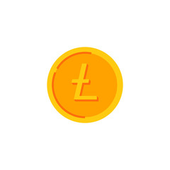 Litecoin. Gold coin with cryptocurrency logo. Vector illustration isolated