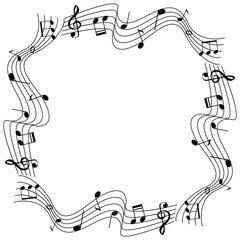 Obraz premium Border template with musicnotes on scale