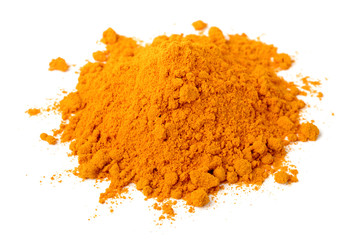 turmeric powder isolated on the white background