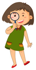 Little girl with magnifying glass
