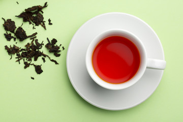 Tea with green  background