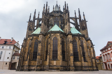 Fototapeta na wymiar St. Vitus Cathedral, Roman Catholic cathedral, in Prague Castle and Hradcany, Czech Republic