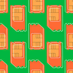 Vector SIM Cards Seamless Pattern on Background.