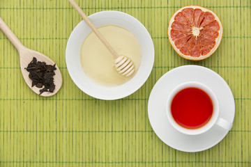 Tea with green  background