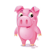 Cartoon pig. Cute pig isolated on white background. 3d cartoon character vector symbol.