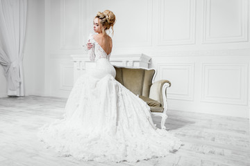 bride in chic apartments