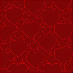 pattern of hearts on a dark red background