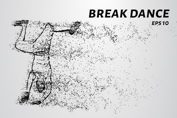 Break dance of particles. Breakdance consists of dots and circles