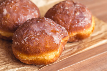 Traditional polish donut with icing