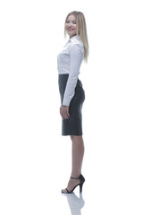 side view.confident young business lady