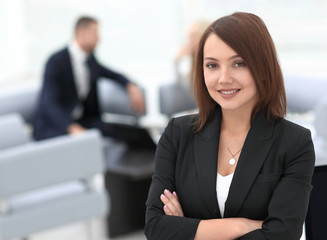 portrait of confident business women on blurred background office