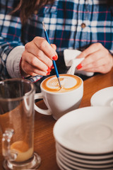 Latte art on the cup