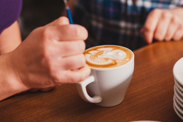 Latte art on the cup