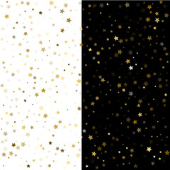 Gold stars. Confetti celebration, Falling golden abstract decoration for party, birthday celebrate, anniversary or event, festive. Festival decor. Vector illustration