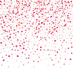 Vector background with hearts. Red heart frame for your text. Template for Valentine's designs, invitation, party, birthday, wedding. Heart confetti.