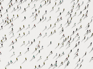People walking against the white background top view - 191099992