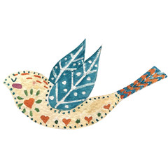 Watercolor Illustration with birds and flowers in a Scandinavian style. Folk art. © olesiaagudova