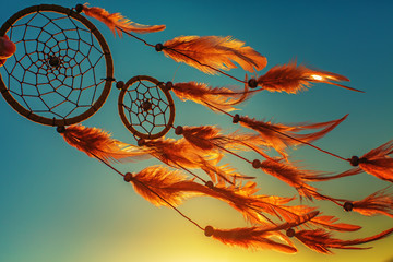 Dreamcatcher sunset , boho chic, ethnic amulet,symbol