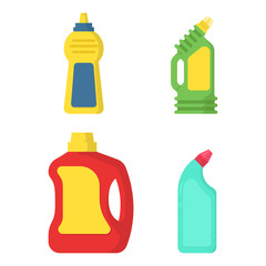 Set icon bottle detergent and washing cleaner