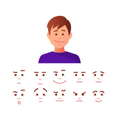 Vector illustration of man  face icon in flat style. 