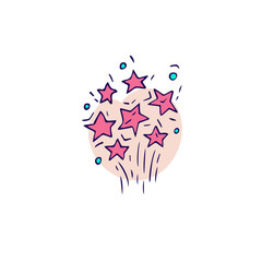 Hand draw firework icon. Petard, stars and pyrotechnics. Festival and event, celebrate and party symbol. Vector illustration.