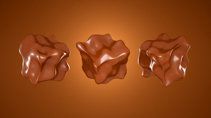 Chocolate form on a brown background. 3d illustration, 3d rendering.