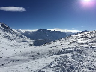 sunny day on the ski slope 