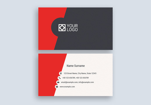 Red Cutout Business Card Layout