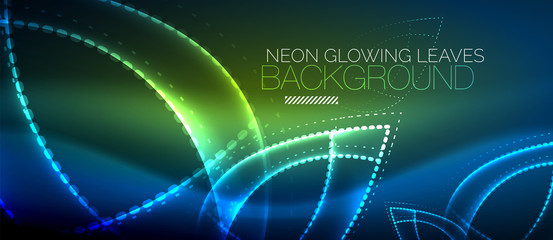 Neon leaf background, green energy concept