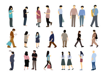 Set of people in simple flat cartoon vector design