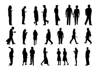 Set of people in silhouette style, vector design