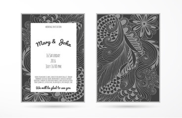 Wedding background with hand-made floral elements. Modern Wedding Collection.Vector illustration.