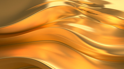 Golden smooth background. 3d illustration, 3d rendering.
